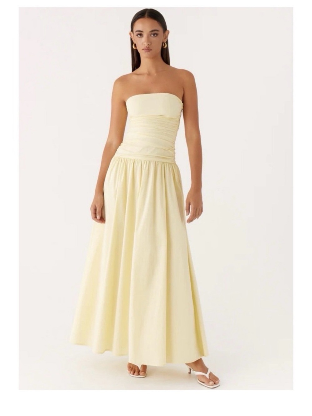 Strapless Butter Yellow Maxi Dress - peppermayo